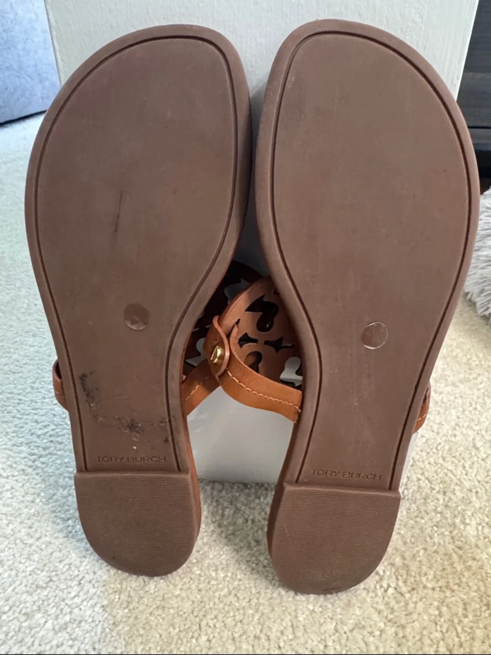 Tory Burch Tan Miller Logo Thong Sandals - Picture 2 of 4
